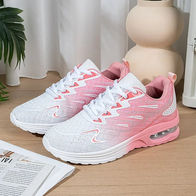Breathable, Casual, Women's Slip-On, Sports, Summer, Sneakers. Pink & White