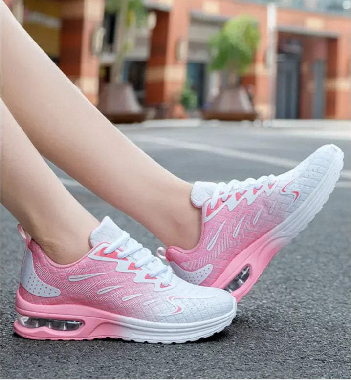 Breathable, Casual, Women's Slip-On, Sports, Summer, Sneakers. Pink & White 