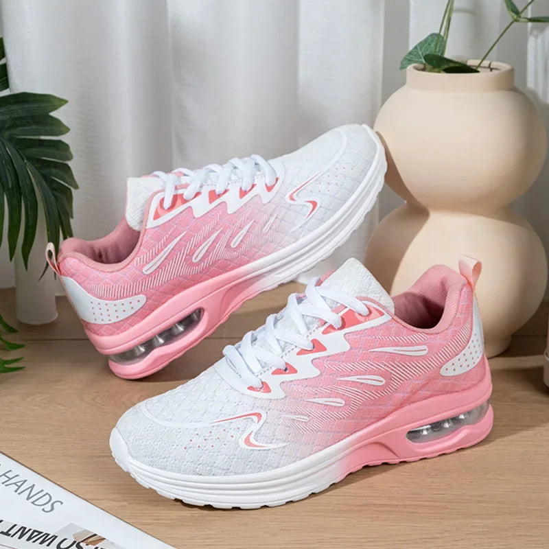 Breathable, Casual, Women's Slip-On, Sports, Summer, Sneakers. Pink & White