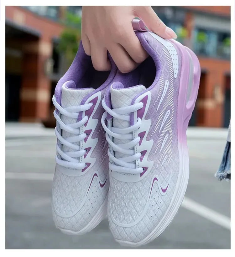 Breathable, Casual, Women's Slip-On, Sports, Summer, Sneakers. Purple & White