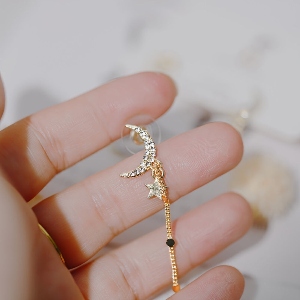 Korean Style Xingyue Zircon Earrings Personality Tassel Slim Ear Clip Multi-wear Earrings In Stock Factory Wholesale