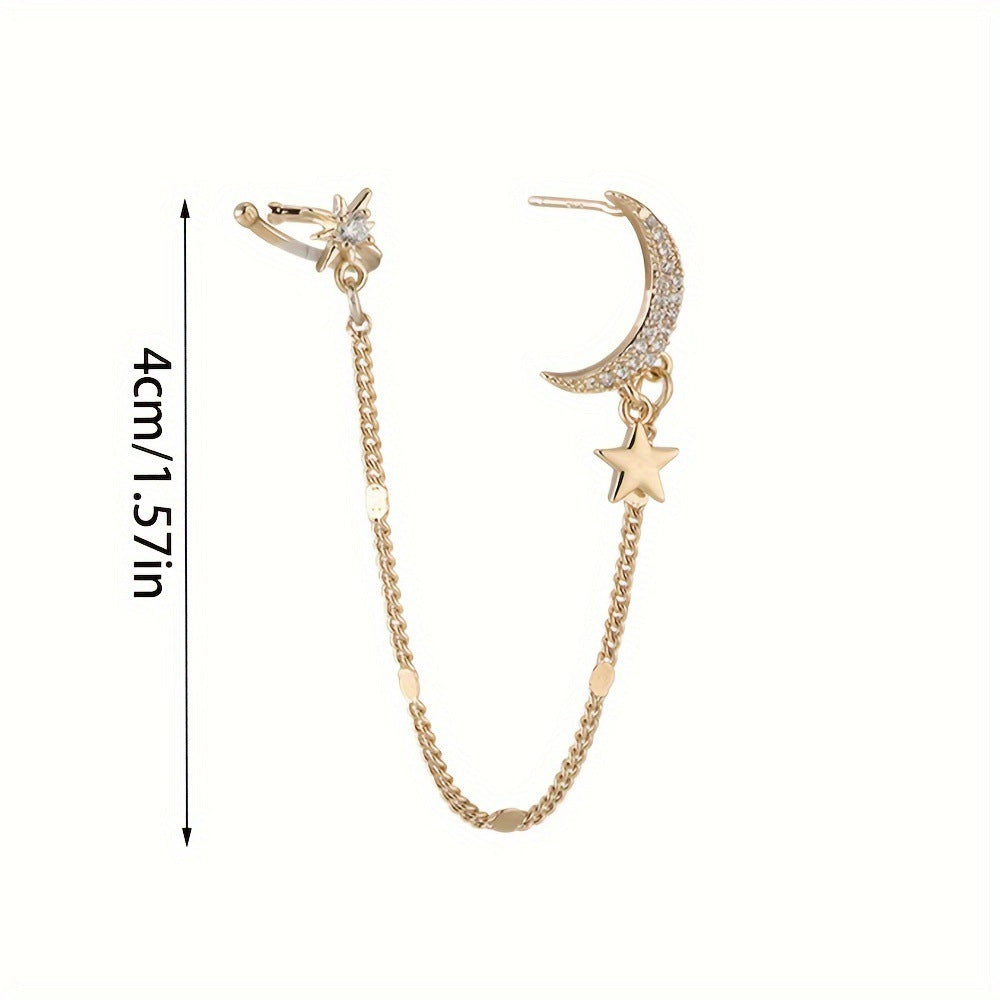 Korean Style Xingyue Zircon Earrings Personality Tassel Slim Ear Clip Multi-wear Earrings In Stock Factory Wholesale